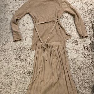 Beige sweater dress in a two-piece set